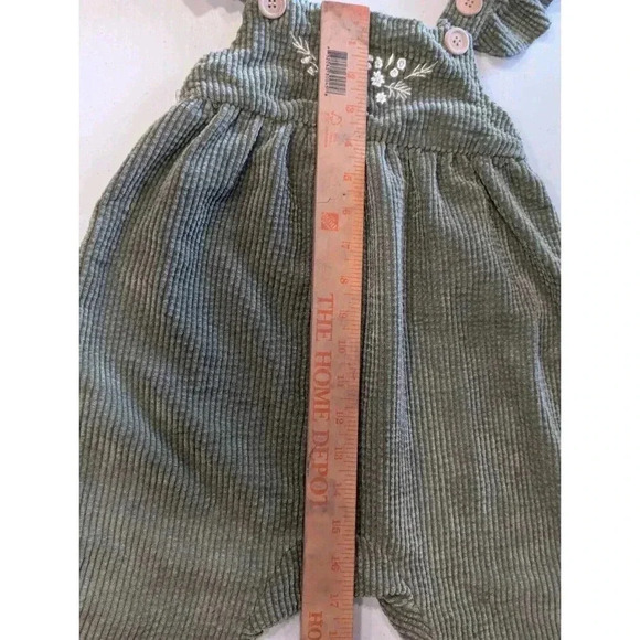 Vtg PatPat Corduroy Romper‎ Toddler 18-24M Forest Green Embroidered Wood Buttons - Picture 5 of 7